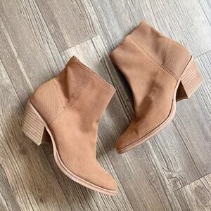 Dolce Vita Asha Leather Nubuck Brown Almond Toe Western Ankle Boots $160 Size 8